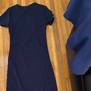Blue dress drawstring at the bottom Long